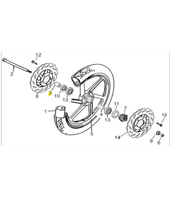ΑΠΟΣΤΑΣΗ ΕΜΠΡΟΣΘΙΟΥ ΤΡΟΧΟΥ SPARE PARTS ΑΠΟΣΤΑΤΗΣ ΕΜΠΡΟΣΘΙΟΥ ΤΡΟΧΟΥ DAYTONA 50/125