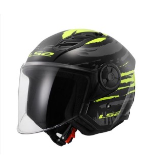 LS2 OF616 AIRFLOW II BRUSH GLOSS BLACK H-V YELLOW XL