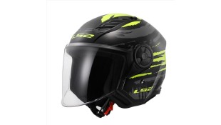 LS2 OF616 AIRFLOW II BRUSH GLOSS BLACK H-V YELLOW XL