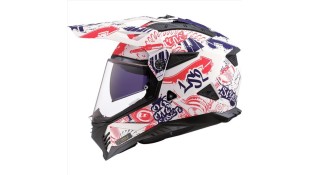 LS2 MX702 PIONEER II FANTASY MATT WHITE RED BLUE L