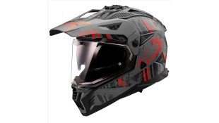 LS2 MX702 PIONEER II CRAZY GLOSS BLACK GREY RED L