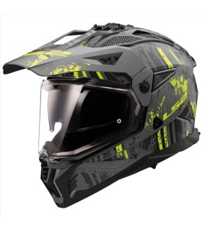 LS2 MX702 PIONEER II CRAZY MATT BLACK GREY H-V YELLOW S