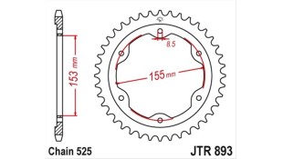 ΓΡΑΝΑΖΙ ΤΡΟΧΟΥ JT 525 38T ΜΑΥΡΟ
