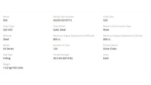 ΑΛΥΣΙΔΑ DID 520 VX3 GB 120L ΑΛΥΣΙΔΑ DID 520 VX3 120L