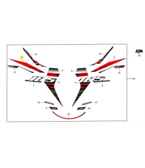 ΑΥΤΟΚΟΛΛΗΤΟ ΣΕΛΛΑΣ ΔΕΞΙΟ ΑΝΩ (BLACK/WHITE) SYM VF 185 E5+ ΑΝΤΑΛΛΑΚΤΙΚΑ