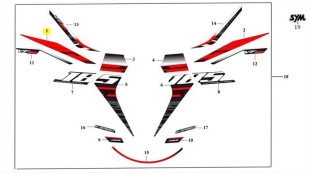 ΑΥΤΟΚΟΛΛΗΤΟ ΣΕΛΛΑΣ ΔΕΞΙΟ ΑΝΩ (BLACK/WHITE) SYM VF 185 E5+ SPARE PARTS