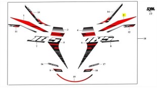 ΑΥΤΟΚΟΛΛΗΤΟ ΣΕΛΛΑΣ ΑΡΙΣΤΕΡΟ ΑΝΩ (BLACK/WHITE) SYM VF 185 E5+ ΑΝΤΑΛΛΑΚΤΙΚΑ