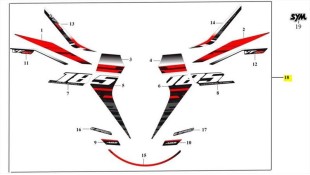 ΑΥΤΟΚΟΛΛΗΤΑ ΣΕΤ ΓΙΑ BLACK/WHITE SYM VF 185 E5+ SPARE PARTS
