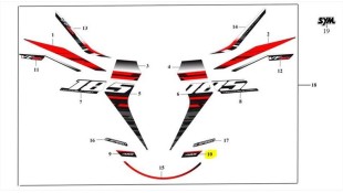 ΑΥΤΟΚΟΛΛΗΤΟ ΦΤΕΡΟΥ ΑΡΙΣΤΕΡΟ SYM VF 185 E5+ SPARE PARTS