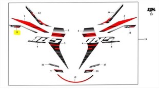 ΑΥΤΟΚΟΛΛΗΤΟ ΣΕΛΛΑΣ ΔΕΞΙΟ ΚΑΤΩ SYM VF 185 E5+ SPARE PARTS