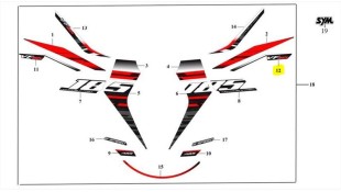 ΑΥΤΟΚΟΛΛΗΤΟ ΣΕΛΛΑΣ ΑΡΙΣΤΕΡΟ ΚΑΤΩ SYM VF 185 E5+ SPARE PARTS
