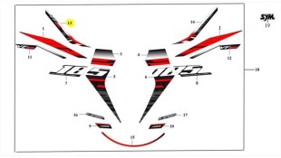 ΑΥΤΟΚΟΛΛΗΤΟ ΕΜΠΡΟΣΘΙΟΥ ΦΑΝΟΥ ΔΕΞΙΟ SYM VF 185 E5+ SPARE PARTS