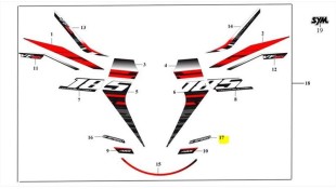 ΑΥΤΟΚΟΛΛΗΤΟ ΠΛΑΙΣΙΟΥ ΑΡΙΣΤΕΡΟ ''6-SPEED'' SYM VF 185 E5+ SPARE PARTS