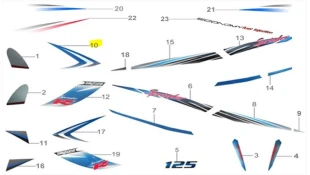 ΑΥΤΟΚΟΛΛΗΤΟ ΠΟΔΙΑΣ ΔΕΞΙΑΣ ΑΝΩ ΓΙΑ WHITE/BLUE DAYTONA SPRINTER