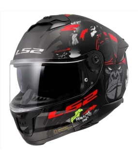 LS2 FF808 STREAM II ANGRY MONKEY MATT BLACK RED XL