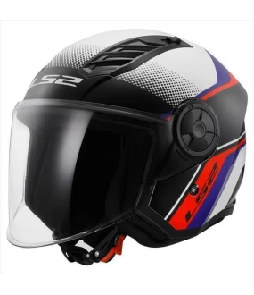 LS2 OF616 AIRFLOW II RUSH GLOSS BLACK WHITE BLUE RED L