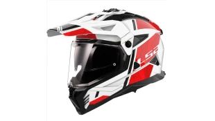 LS2 MX702 PIONEER II HILL GLOSS WHITE RED XL