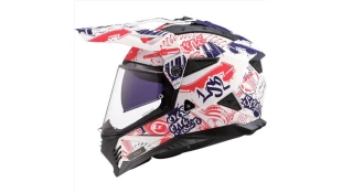 LS2 MX702 PIONEER II FANTASY MATT WHITE RED BLUE XL