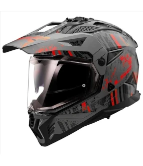 LS2 MX702 PIONEER II CRAZY GLOSS BLACK GREY RED M